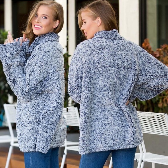 🎉2X HP🎉 Blue Half Zip Sherpa Pullover - Picture 3 of 8